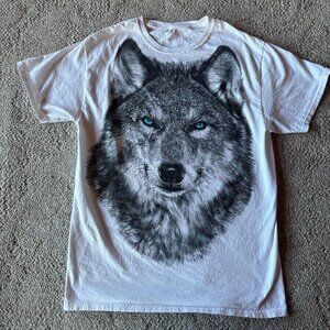 Vintage 90's Gray Wolf Graphic T-Shirt Womens S Nature Outdoor Mountains